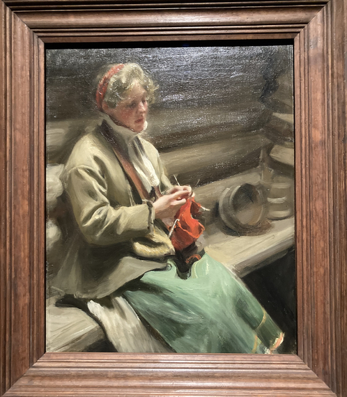 編み物をするダーラナの少女 編み物をするダーラナの少女